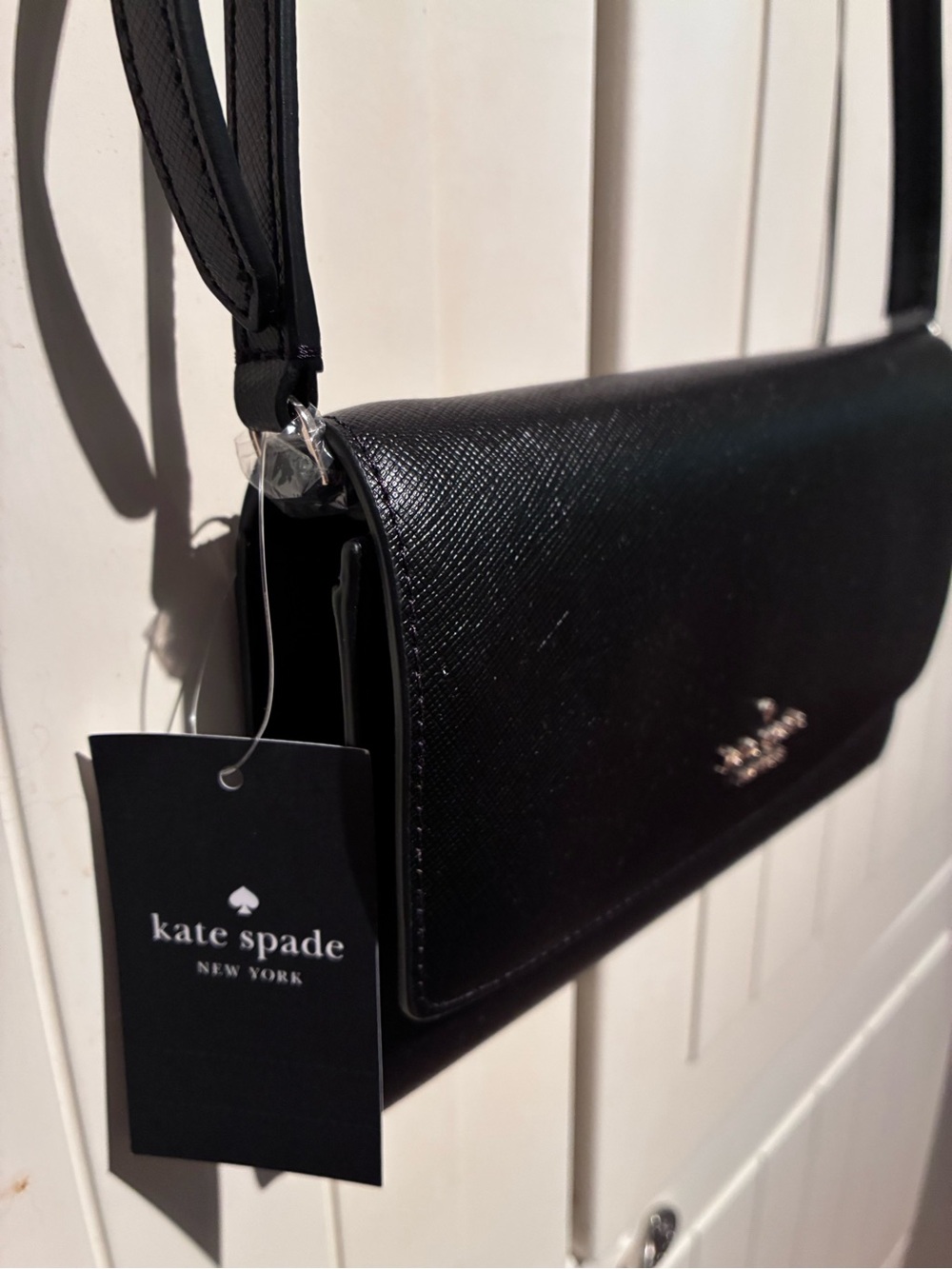 kate spade Black Pebbled Leather Crossbody Wallet